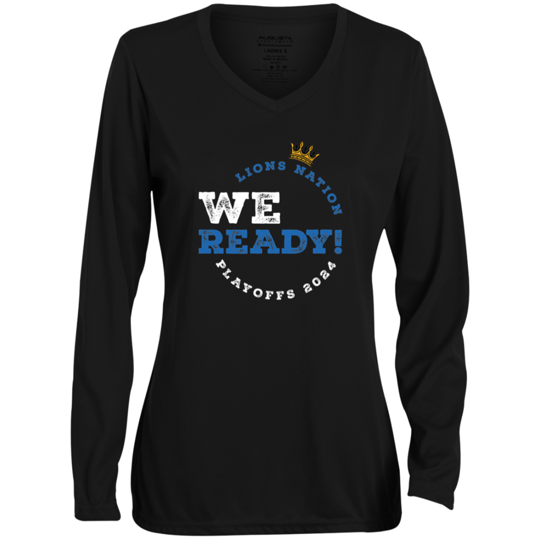 We Ready! 2024 Playoffs Women's Long Black Sleeve V-Neck Tee